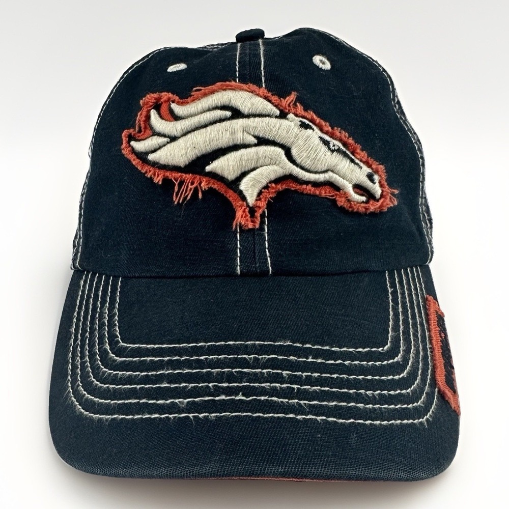 47 Brand Denver Broncos NFL Trucker Hat Snapback Distressed Mesh Blue Orange